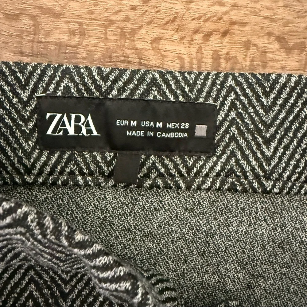 ZARA Stretch Herringbone Flare Trousers Grey Marl Size M NWOT - Picture 6 of 14